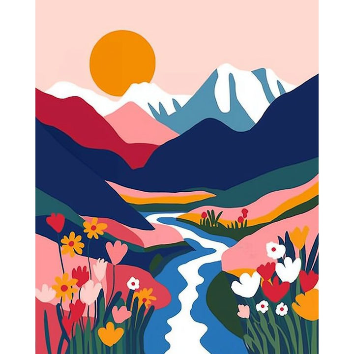 Malen nach Zahlen - Bunte Landschaft 2 - Kurzprojekt
