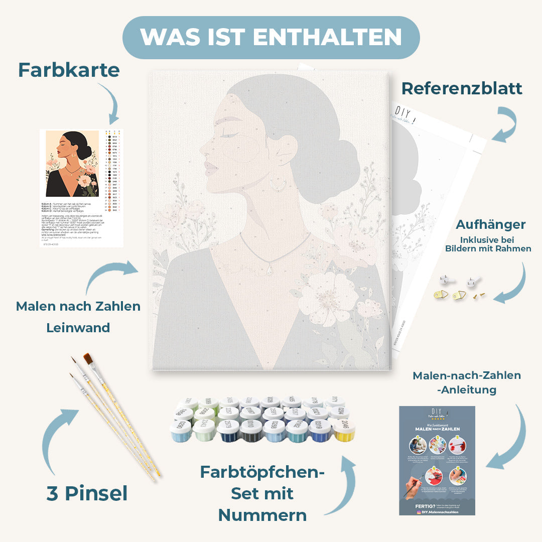 Malen nach Zahlen - Elegante Blumendame