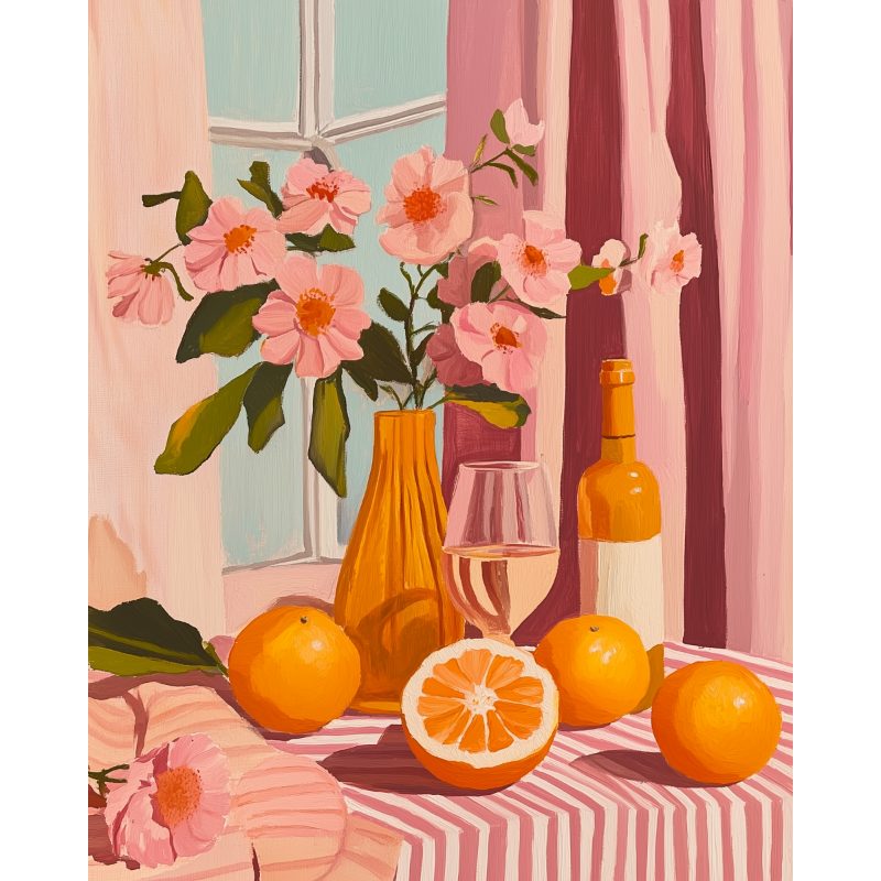 Malen nach Zahlen - Oranges wine and flowers