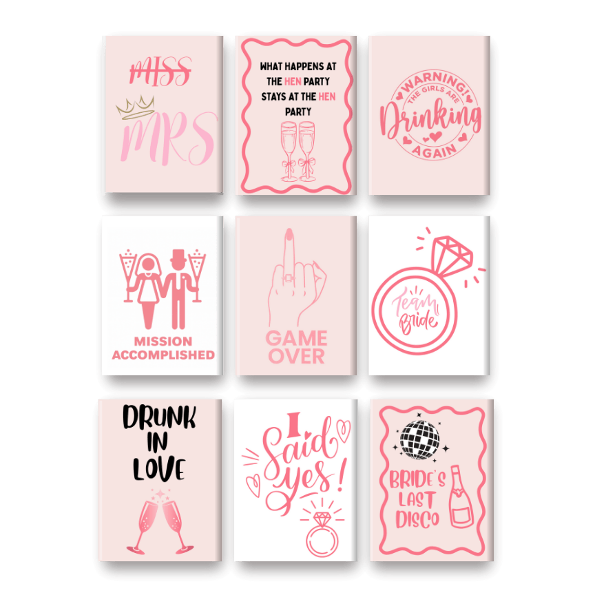 Malen nach Zahlen - 9 Mini-Gemälde | Bachelorette-Set