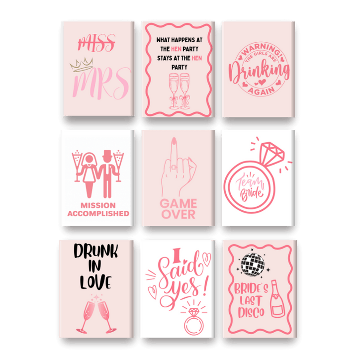 Malen nach Zahlen - 9 Mini-Gemälde | Bachelorette-Set