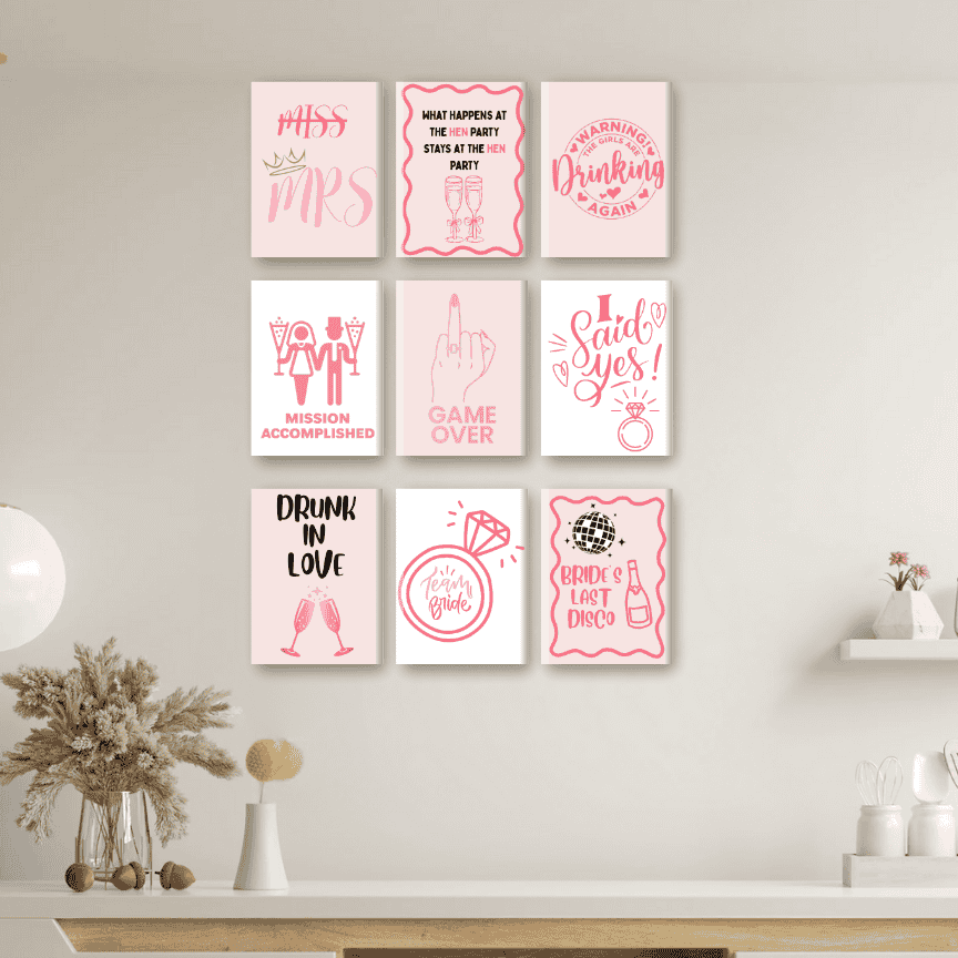 Malen nach Zahlen - 9 Mini-Gemälde | Bachelorette-Set
