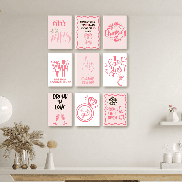 Malen nach Zahlen - 9 Mini-Gemälde | Bachelorette-Set