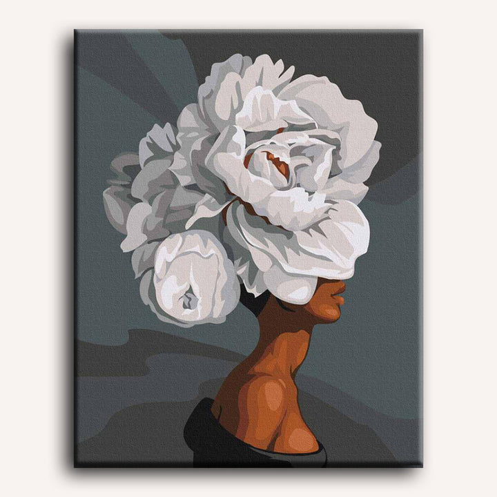 Malen nach Zahlen - Frau mit Blumenhaar