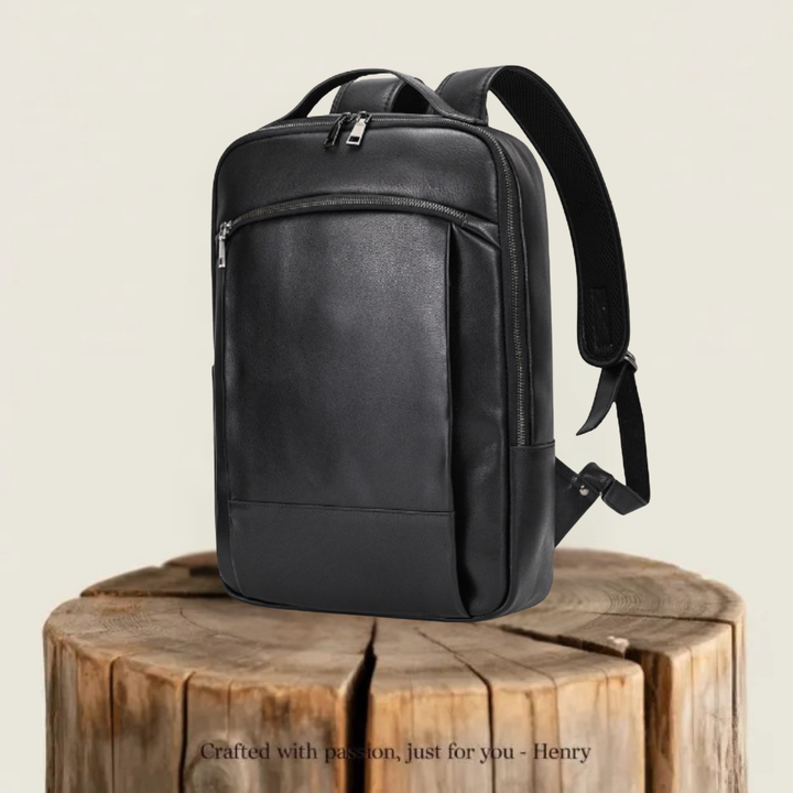 Bamburgh | Black Leather Laptop Backpack (BUY 1 GET 1 FREE)