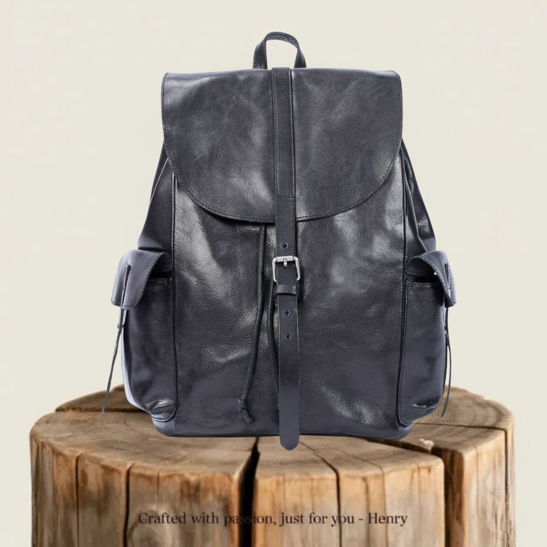 Bodo | Small Black Leather Backpack