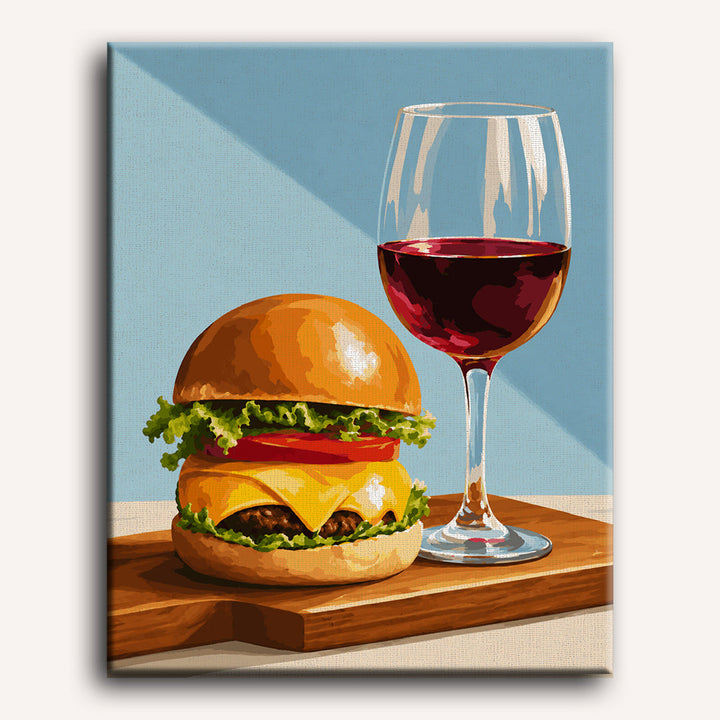 Malen nach Zahlen - Burger und Wein