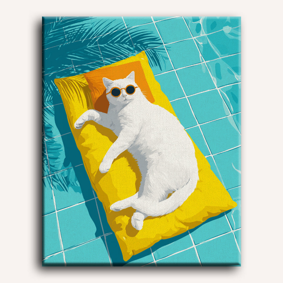 Malen nach Zahlen - Katze am Pool