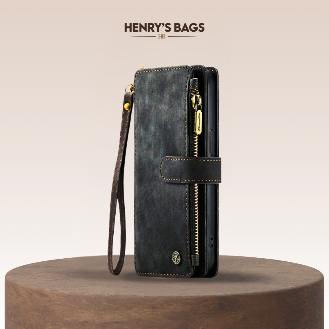 Clement | IPhone Case Leather Wallet with Wrist Strap