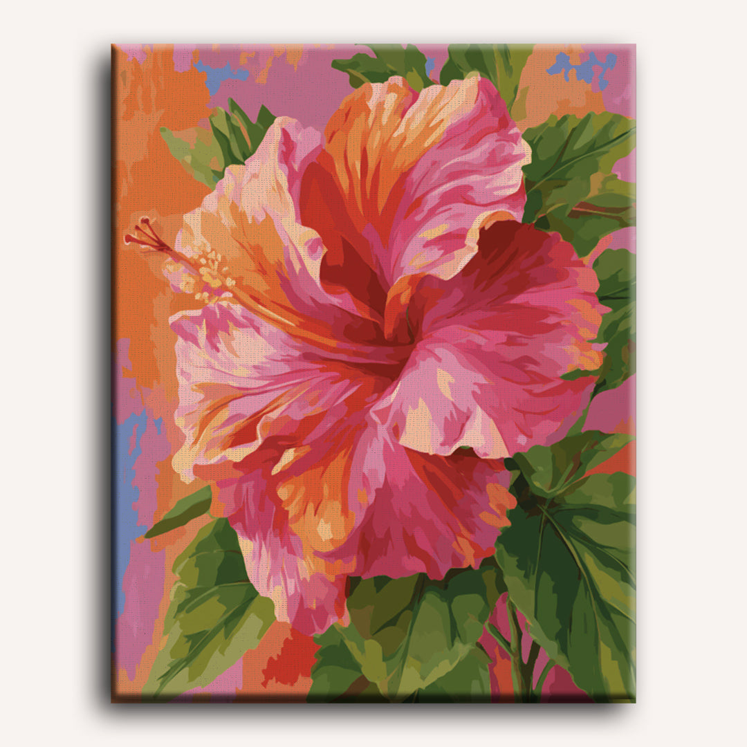 Malen nach Zahlen - Bunter Hibiskus