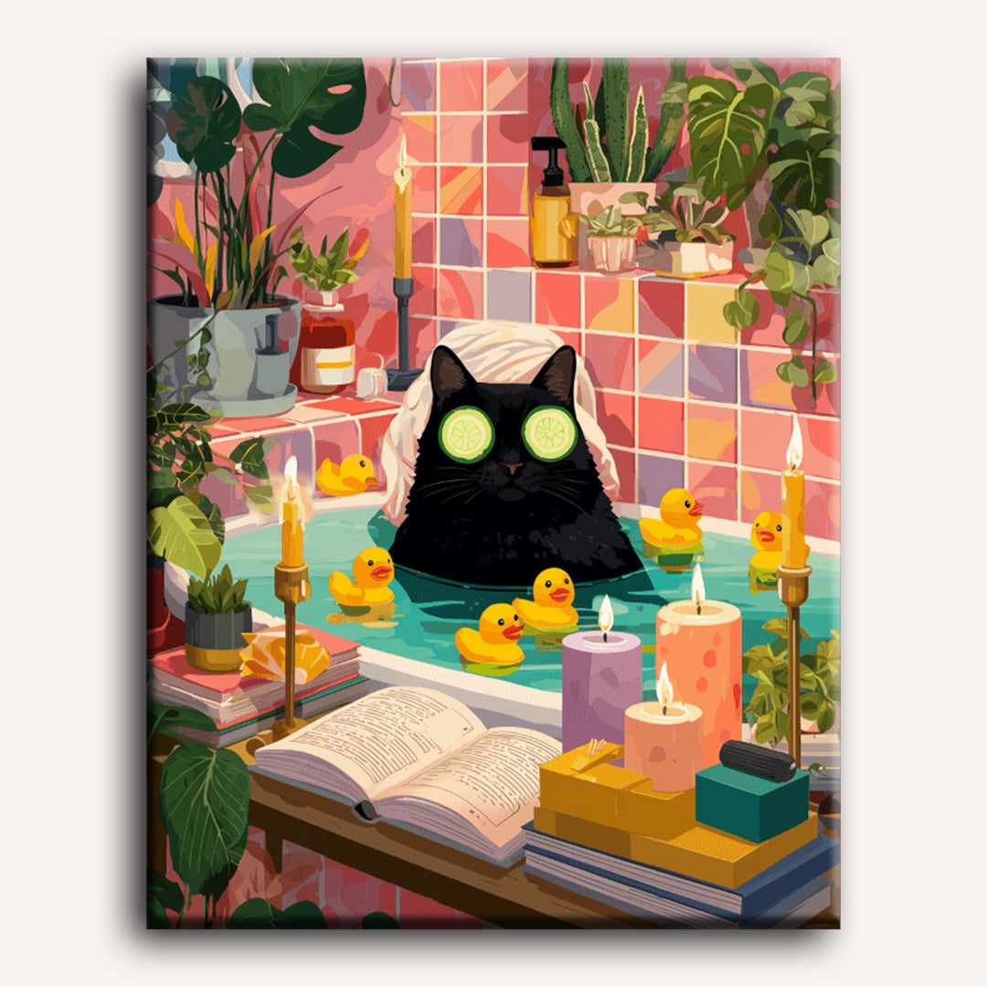 Malen nach Zahlen - Entspannte schwarze Katze