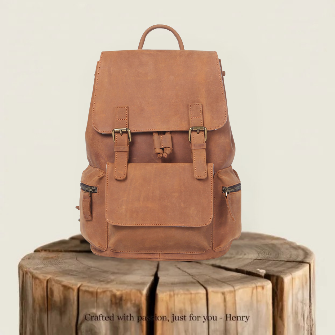 Flam | Leather Backpack with Drawstring