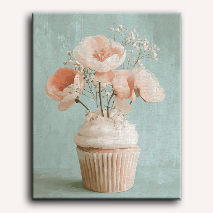 Malen nach Zahlen - Blumiger Cupcake