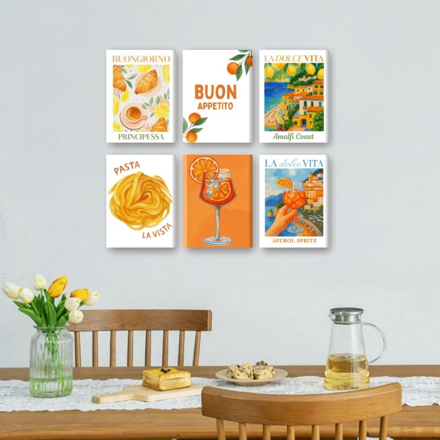 Malen nach Zahlen – 6 Mini-Gemälde |  Italienisches Buon-Appetito-Set