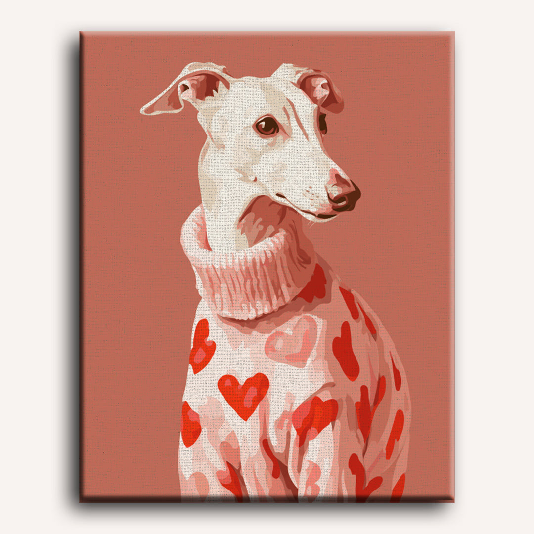 Malen nach Zahlen - Windhund in Pink