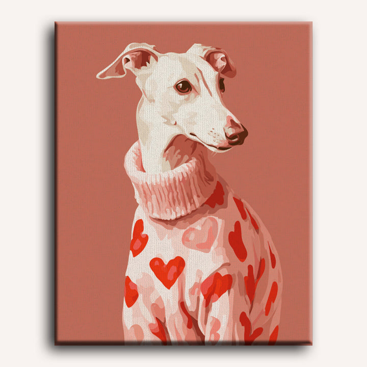 Malen nach Zahlen - Windhund in Pink