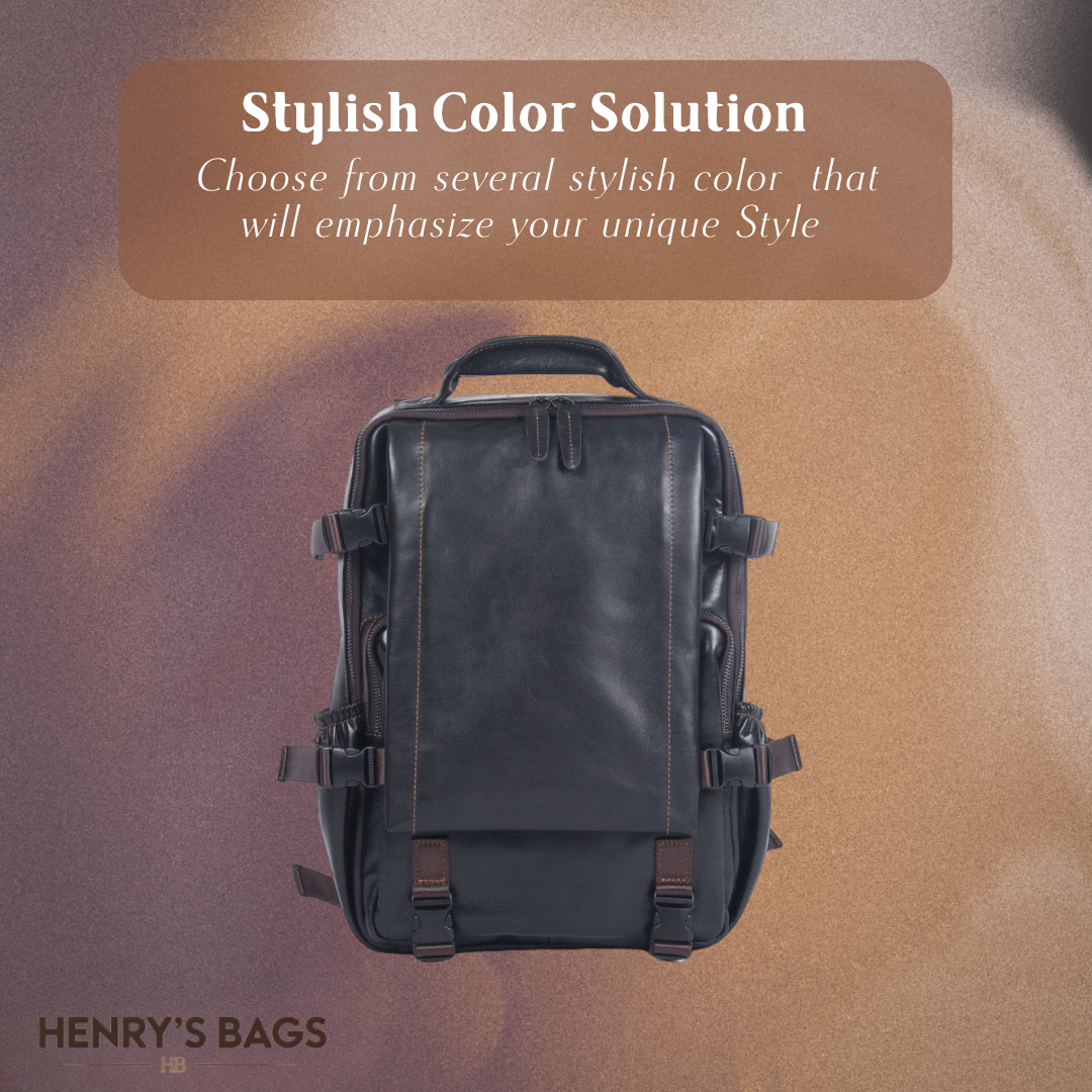 Griffin | Black Leather Backpack for Work and Travel