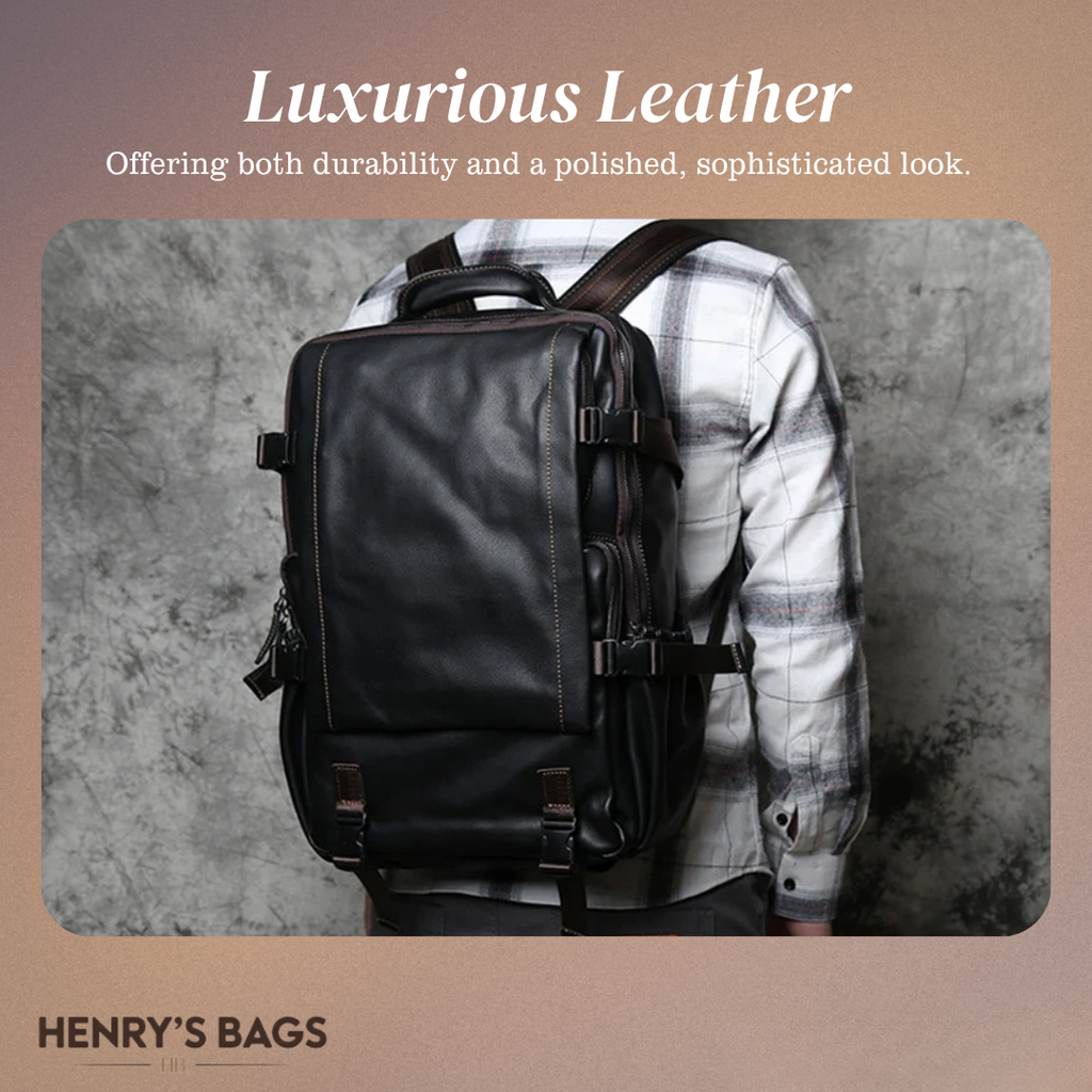 Griffin | Black Leather Backpack for Work and Travel