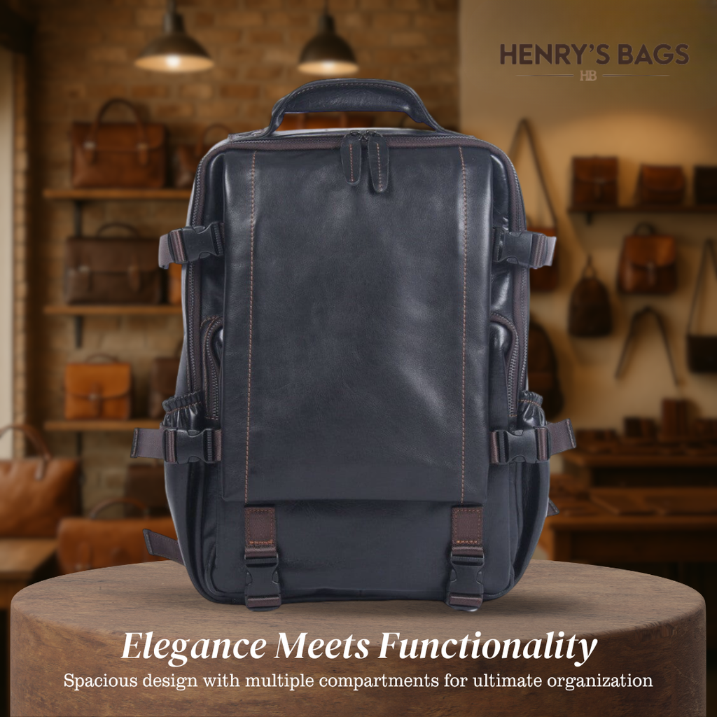 Griffin | Black Leather Backpack for Work and Travel