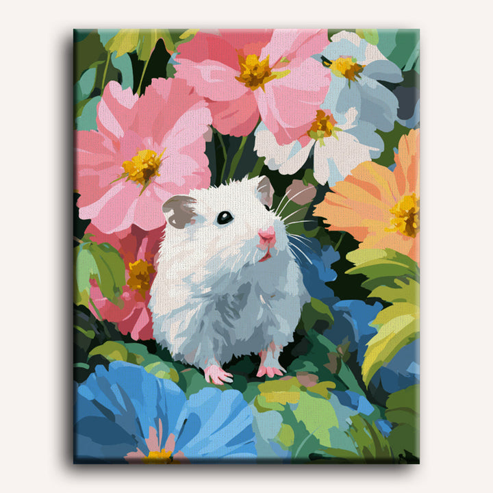 Malen nach Zahlen - Hamster im Blumenfeld