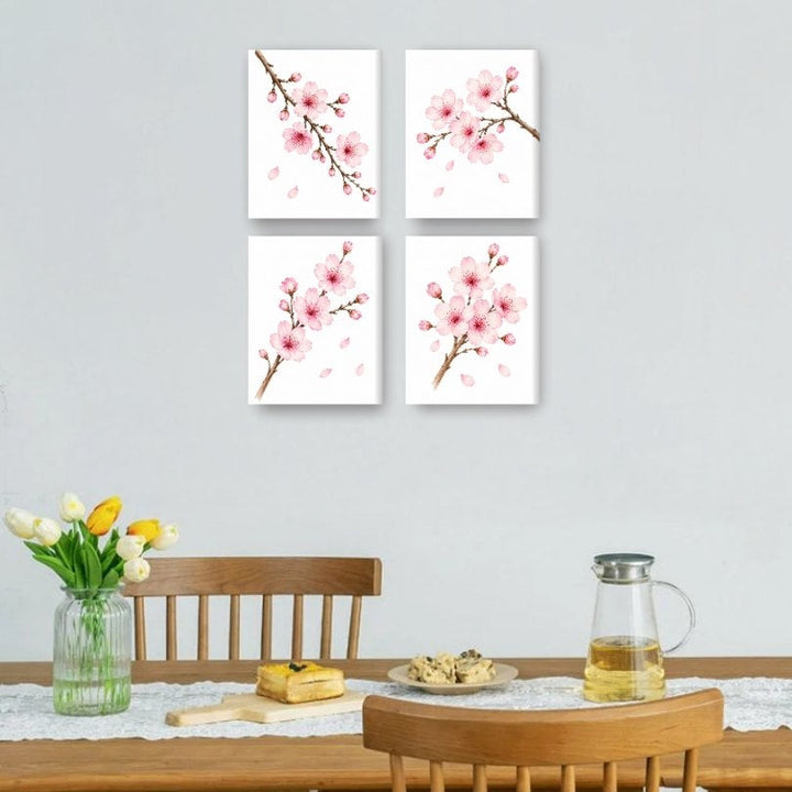 4 Mini-Gemälde | Kirschblüten-Set