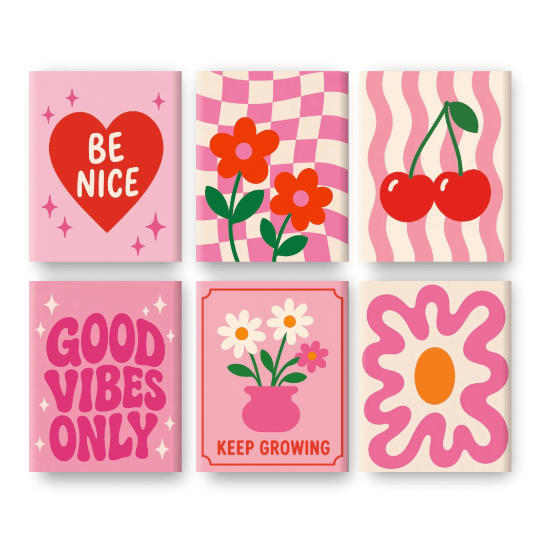 6 Mini-Gemälde | Pinkes Positivitäts-Set