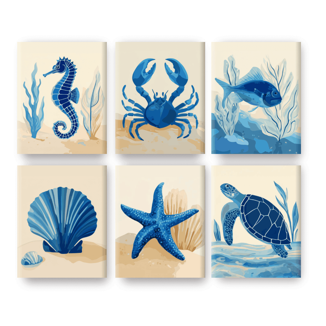 6 Mini-Gemälde | Unter dem Meer-Set