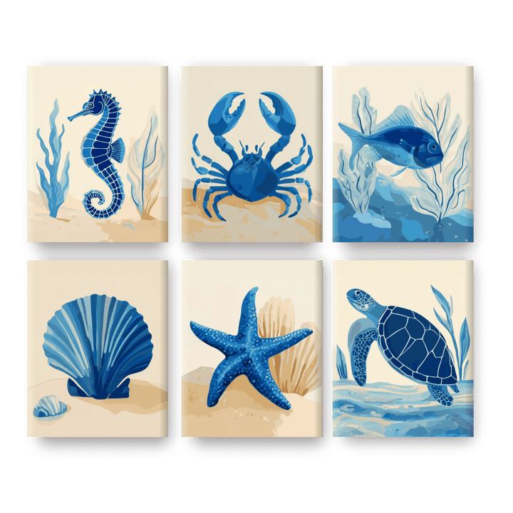 6 Mini-Gemälde | Unter dem Meer-Set