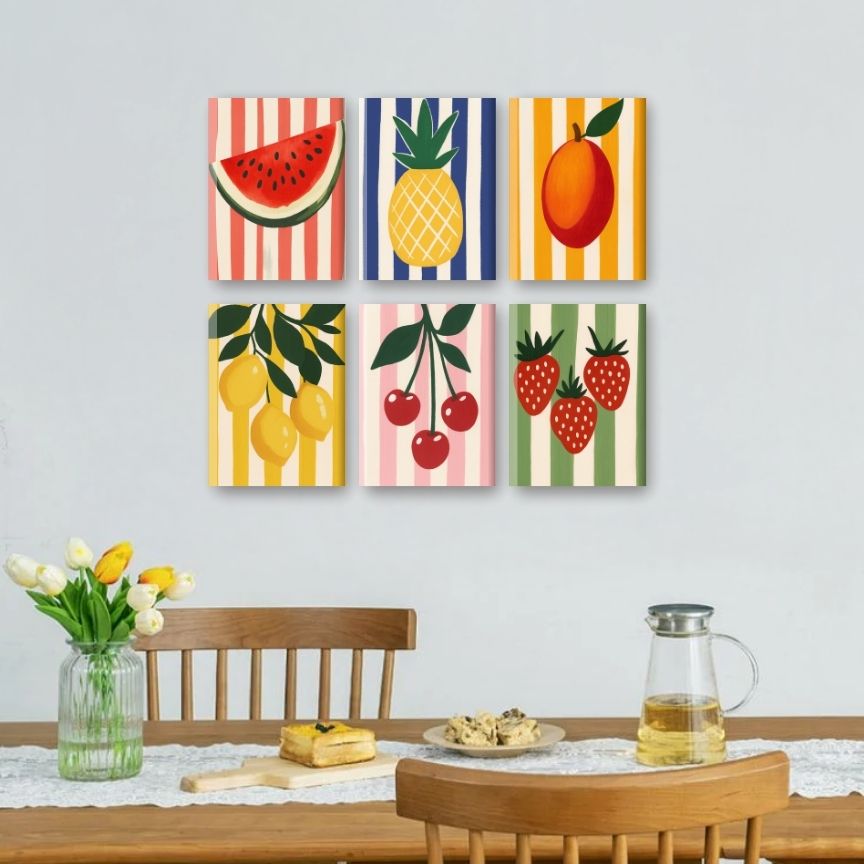 Malen nach Zahlen – 6 Mini-Gemälde | Obst-Set