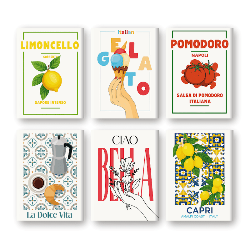 Malen nach Zahlen – 6 Mini-Gemälde | Italienisches Genuss-Set