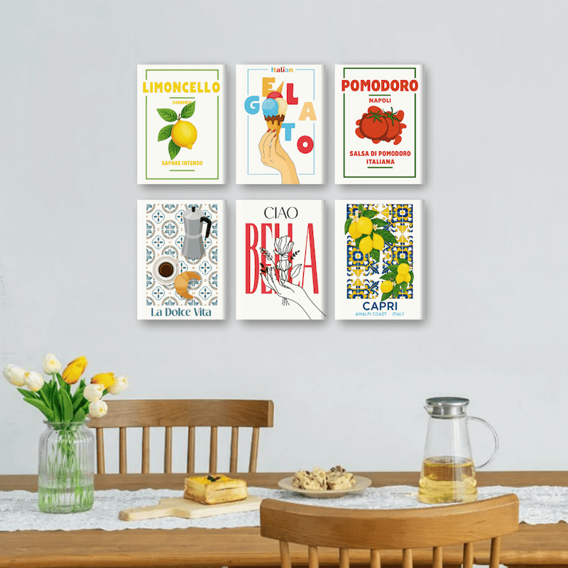 Malen nach Zahlen – 6 Mini-Gemälde | Italienisches Genuss-Set