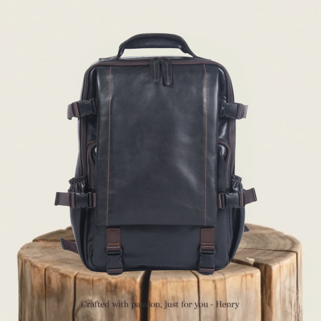 Griffin | Black Leather Backpack for Work and Travel