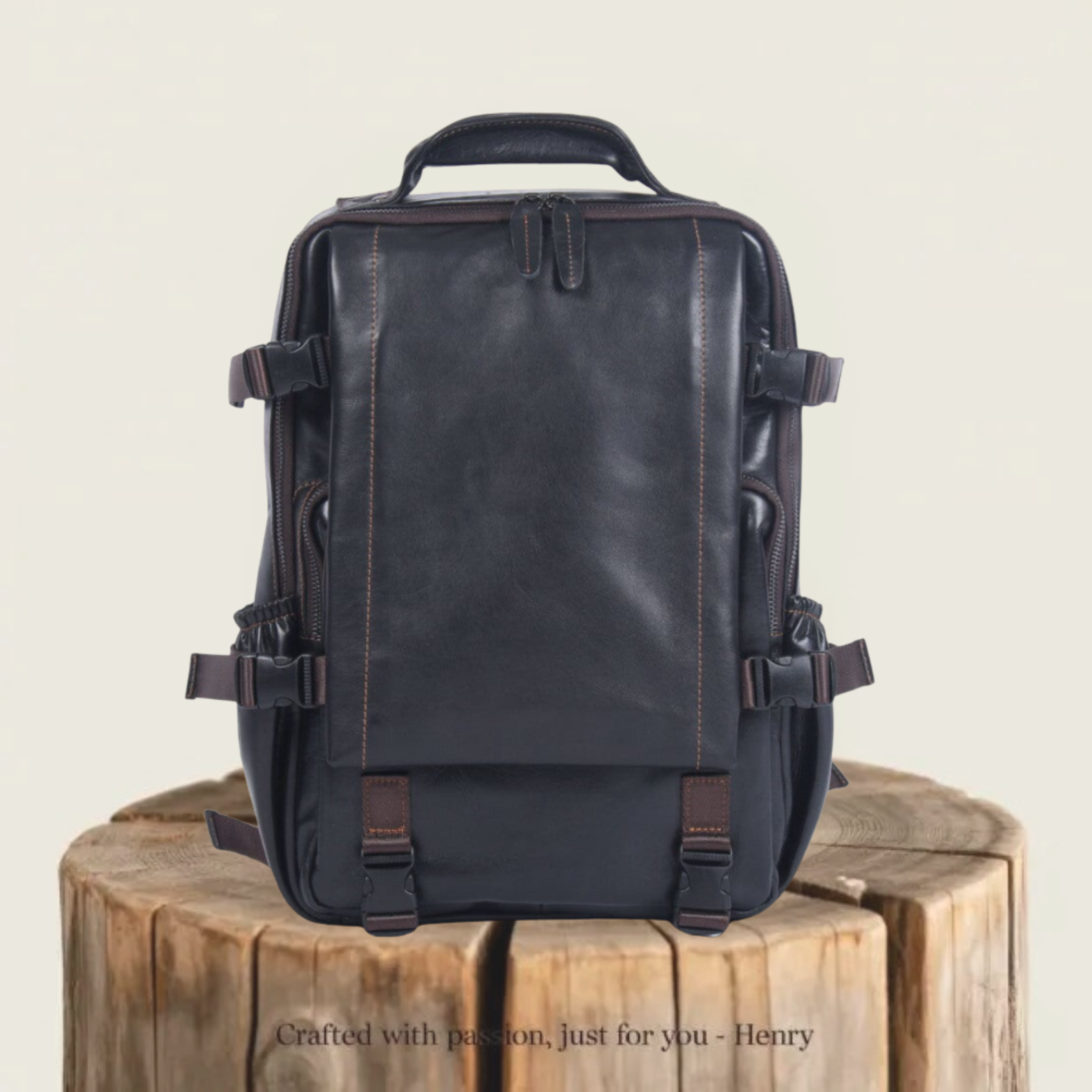 Griffin | Black Leather Backpack for Work and Travel