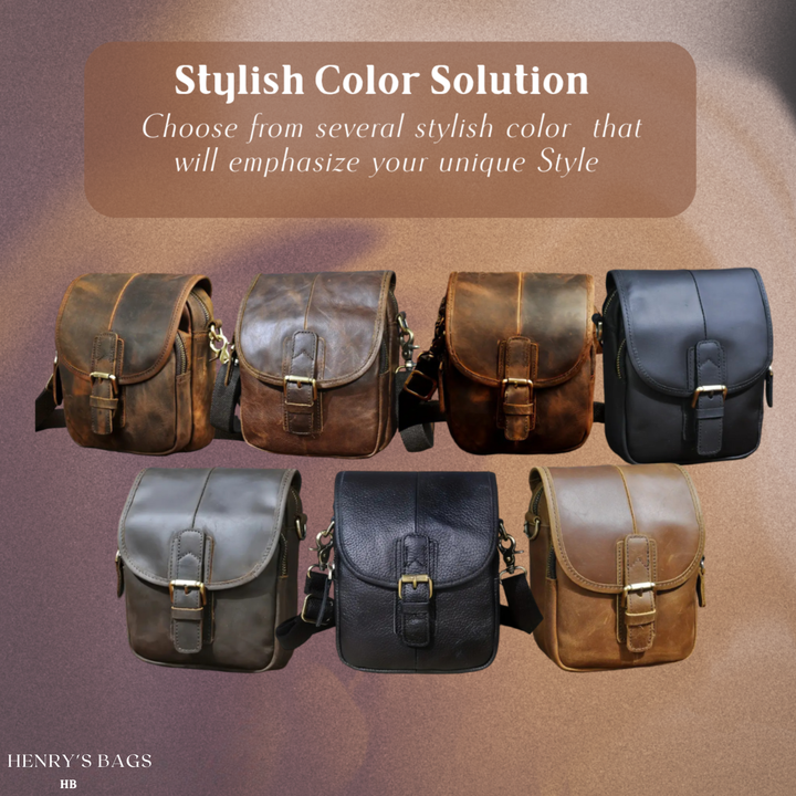 Nolan | Compact Leather Crossbody Pouch with Buckle Flap