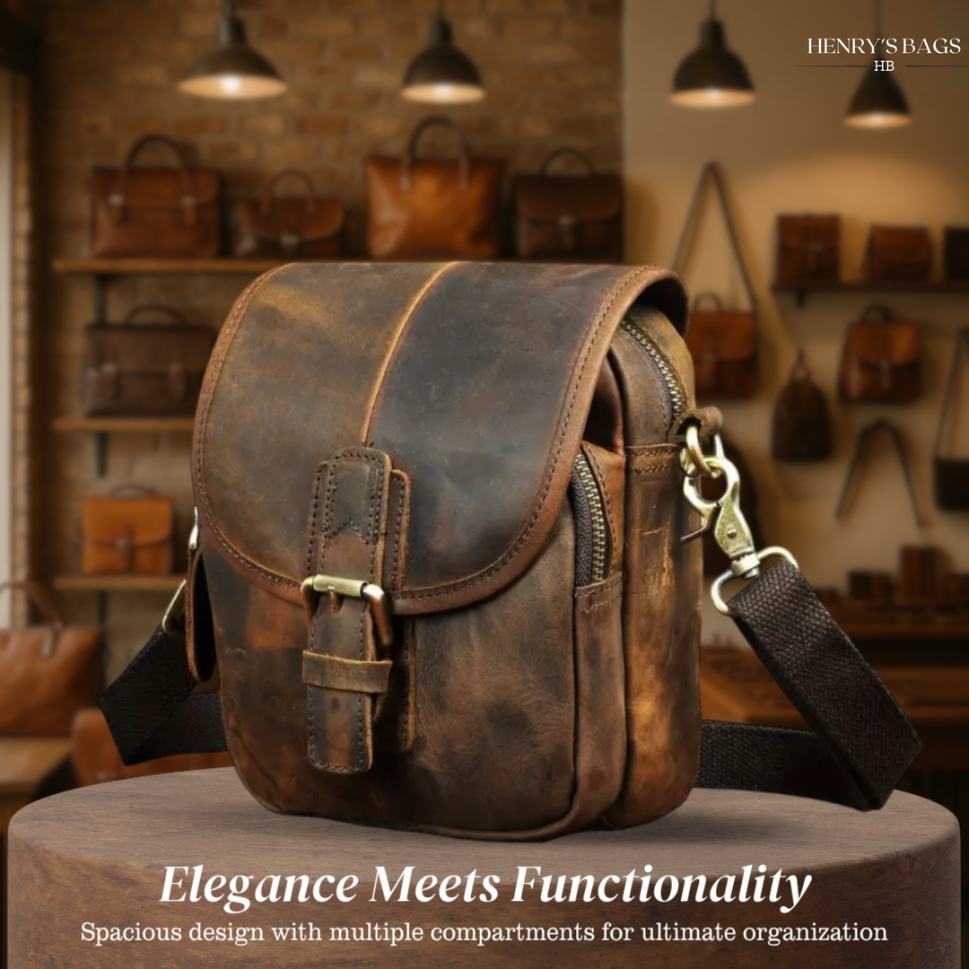 Nolan | Compact Leather Crossbody Pouch with Buckle Flap