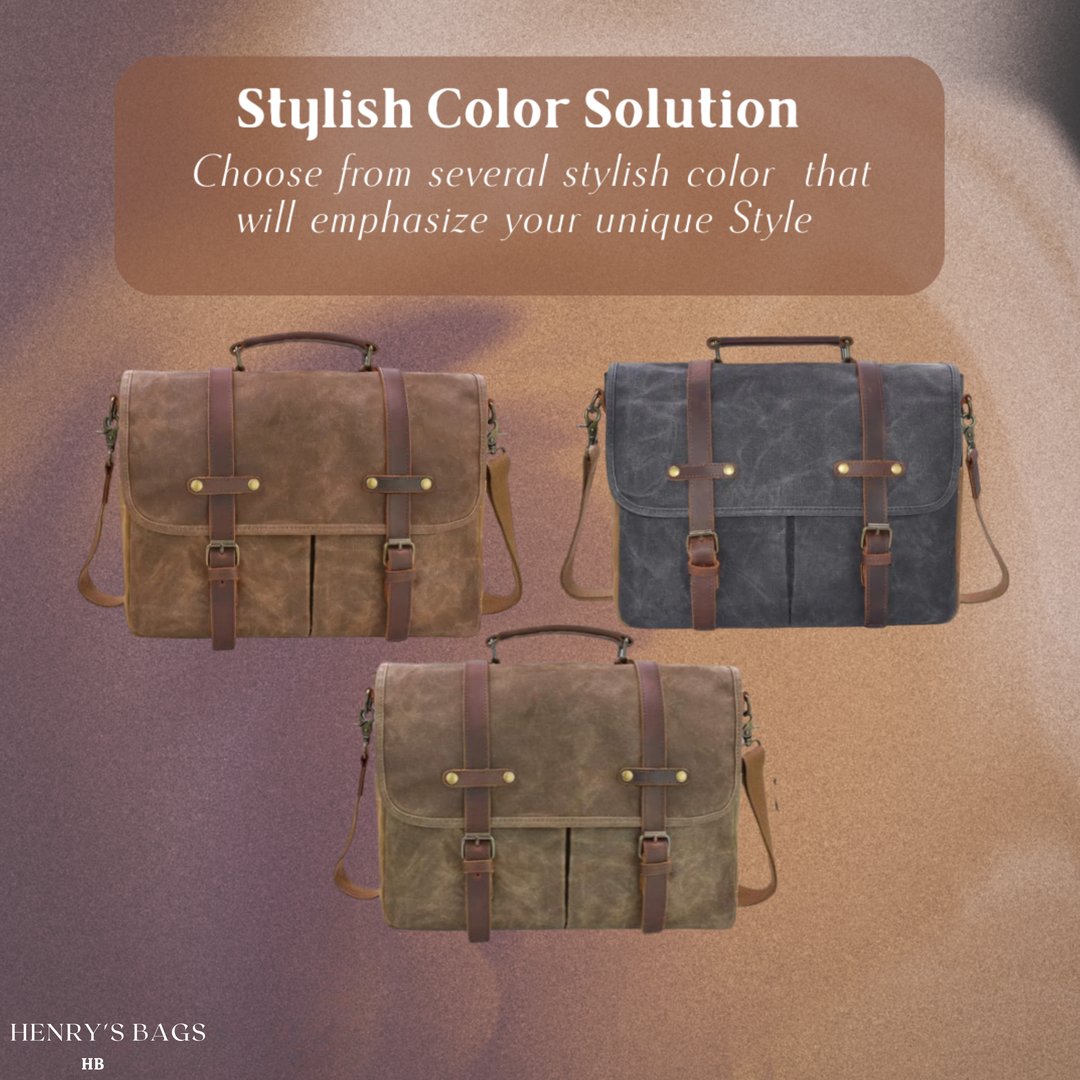 Bennett | Vintage Canvas Messenger with Leather Straps