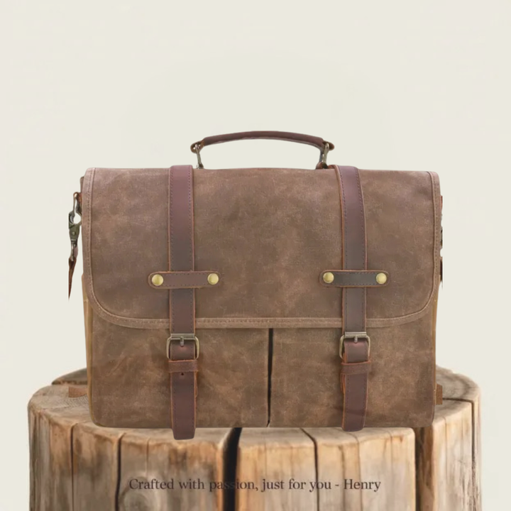 Bennett | Vintage Canvas Messenger with Leather Straps