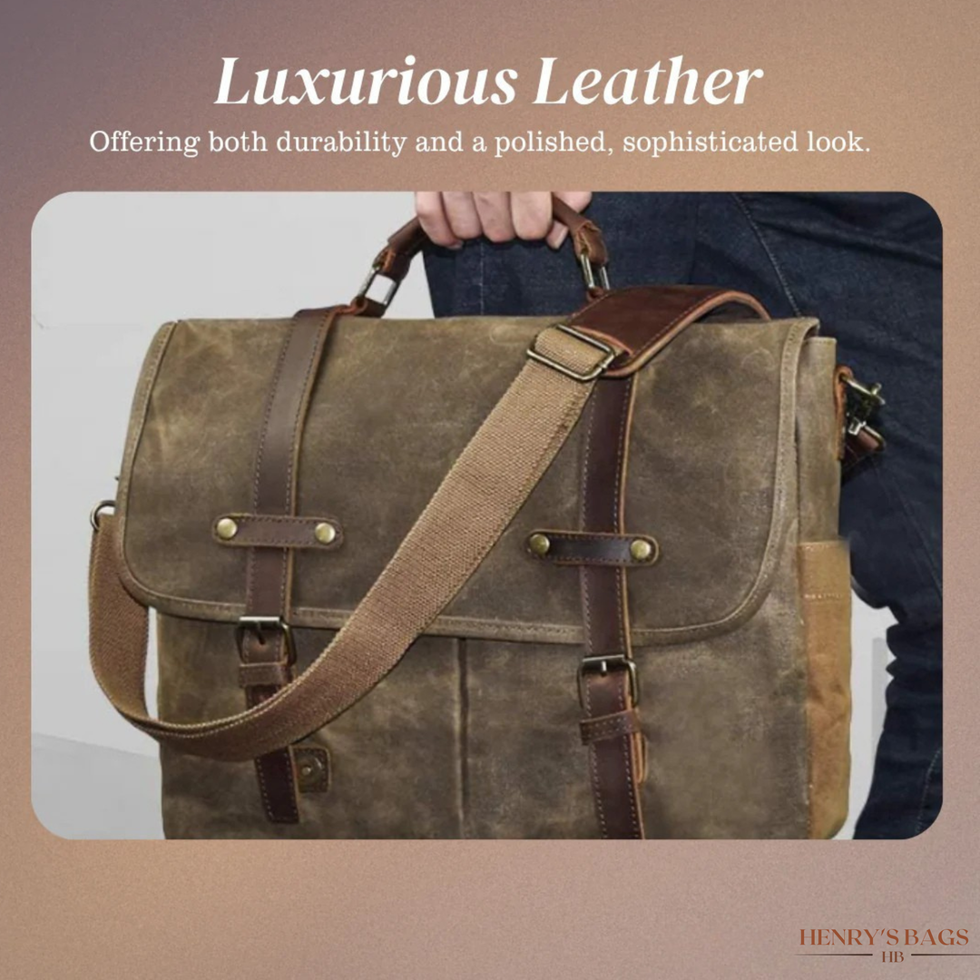 Bennett | Vintage Canvas Messenger with Leather Straps