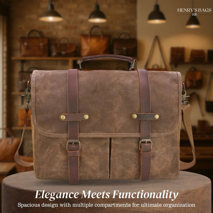Bennett | Vintage Canvas Messenger with Leather Straps
