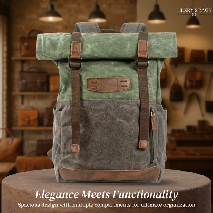 Calvin | Waterproof Canvas Roll-Top Backpack