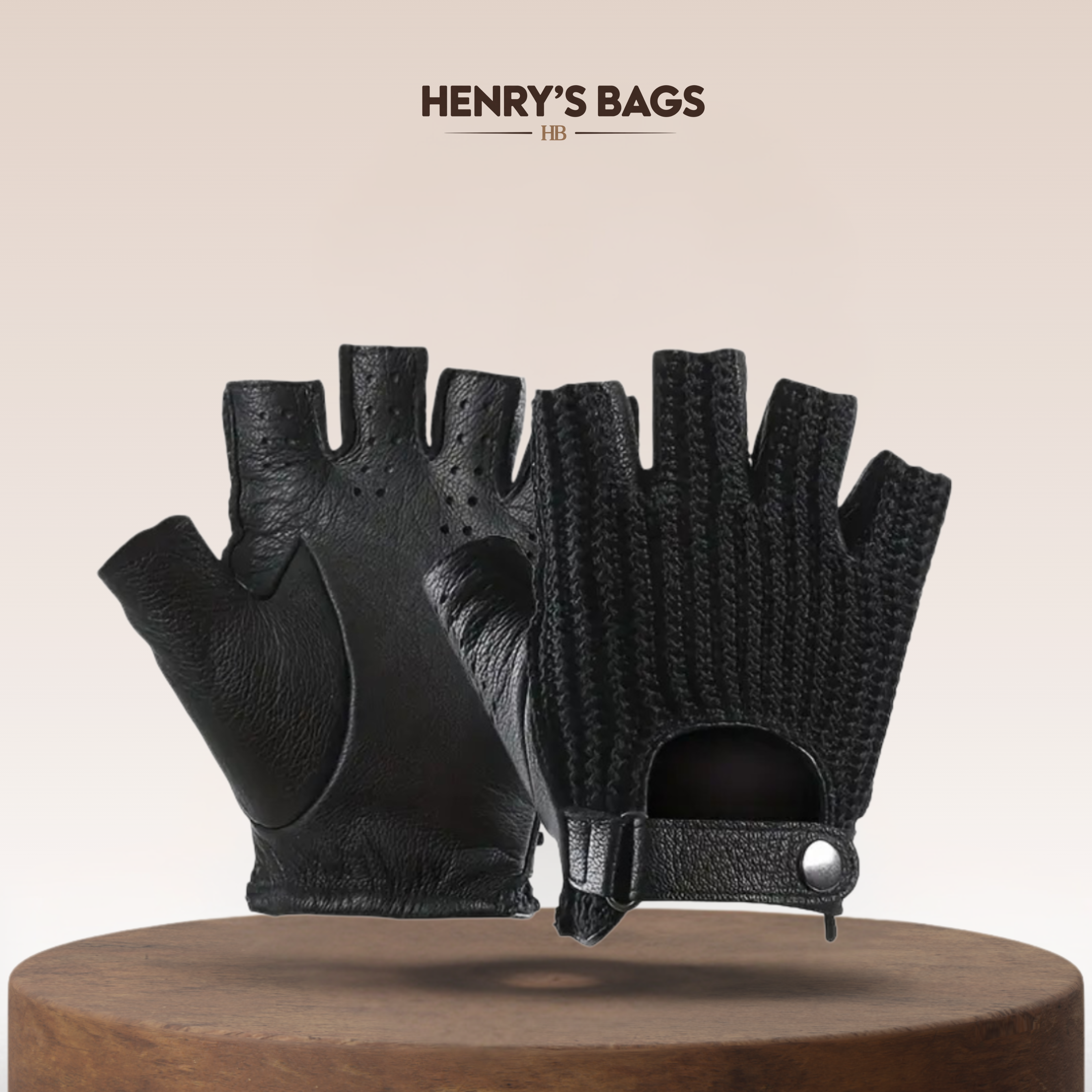 Cillian | Leather Knit Fingerless Driving Gloves