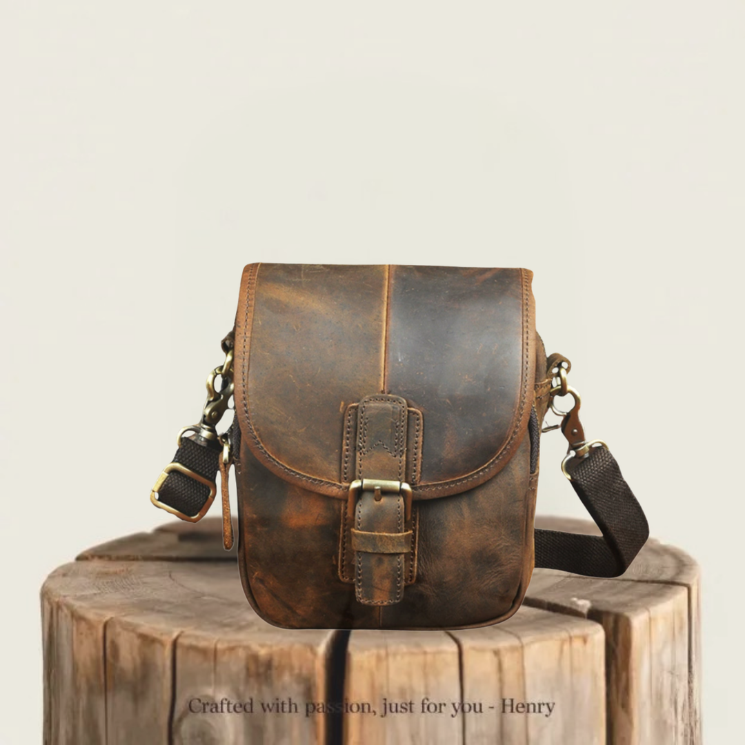 Nolan | Compact Leather Crossbody Pouch with Buckle Flap