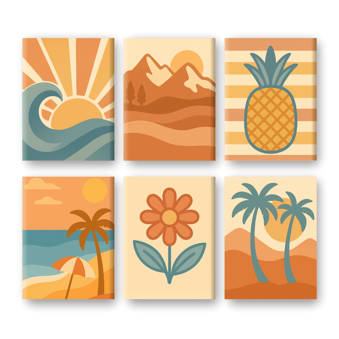 Malen nach Zahlen – 6 Mini-Gemälde | Retro Sommer-Set