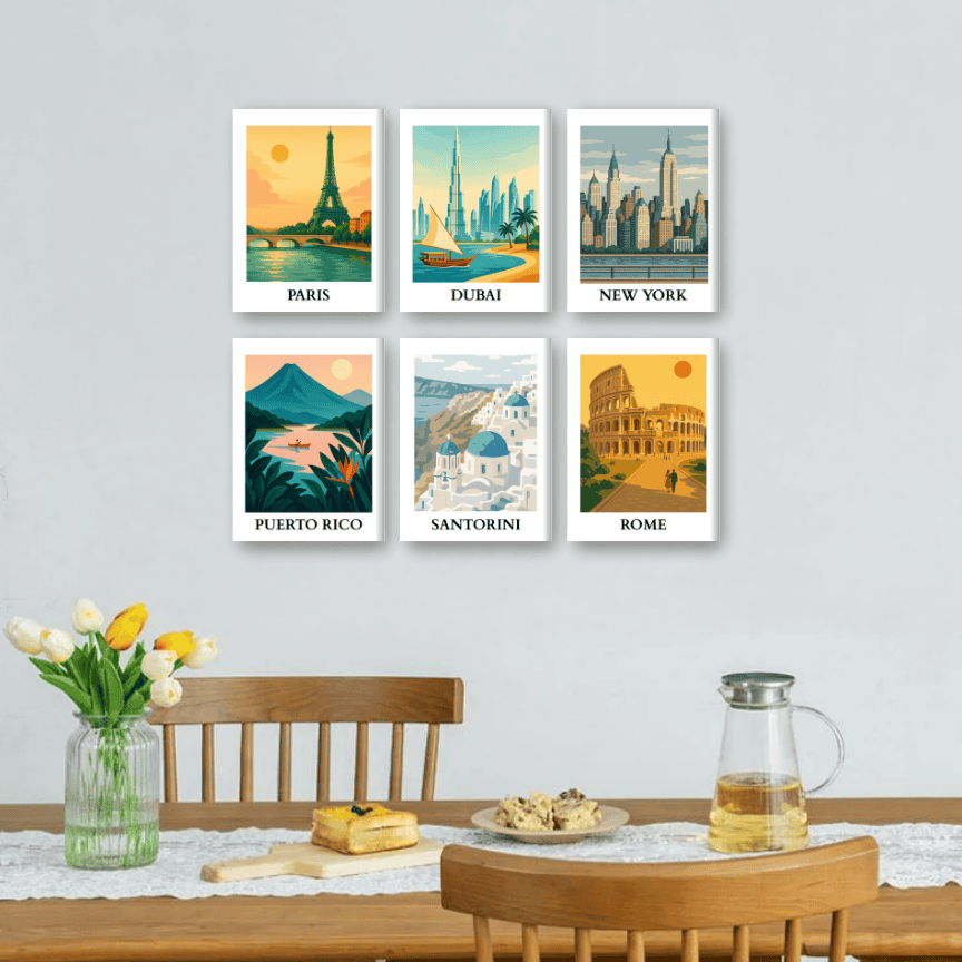 Malen nach Zahlen – 6 Mini-Gemälde | Weltreise-Set