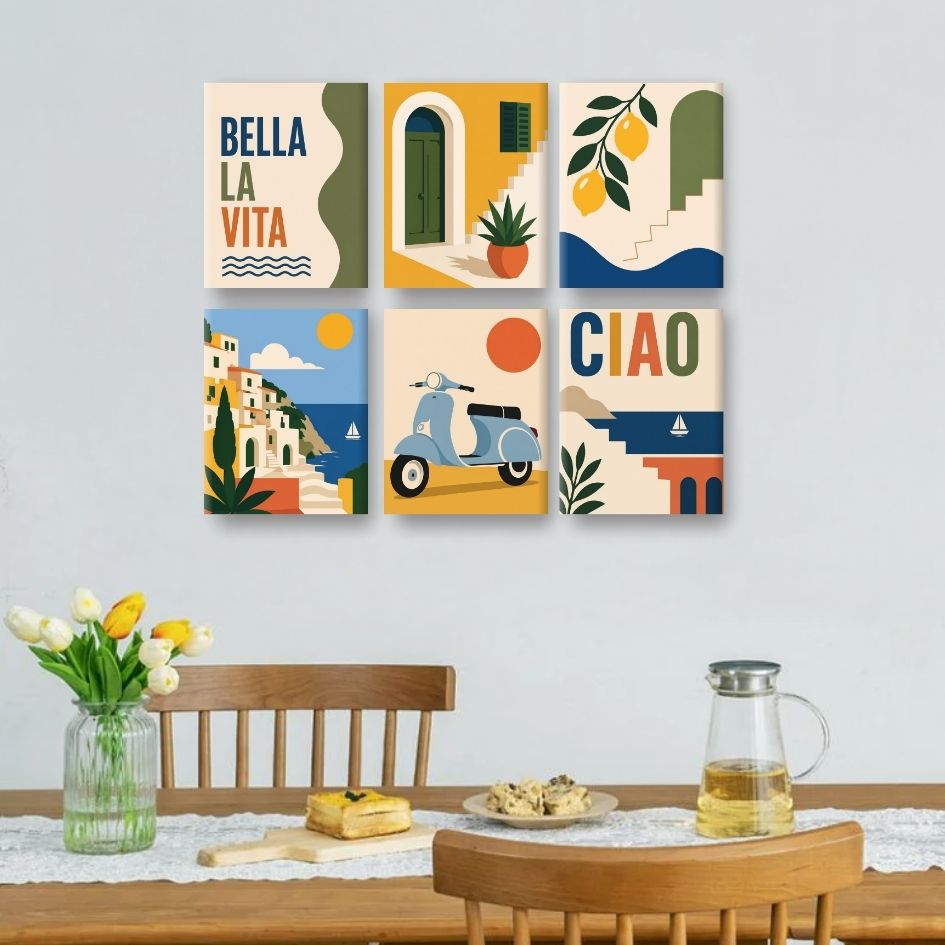 6 Mini-Gemälde | Bella La Vita-Set