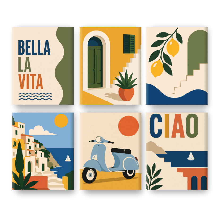 6 Mini-Gemälde | Bella La Vita-Set