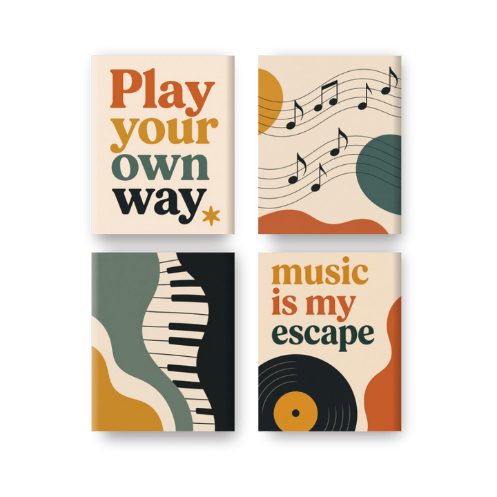 4 Mini-Gemälde | Musik-Set