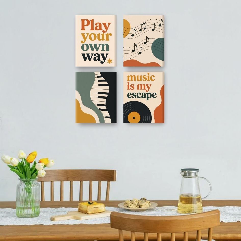 4 Mini-Gemälde | Musik-Set