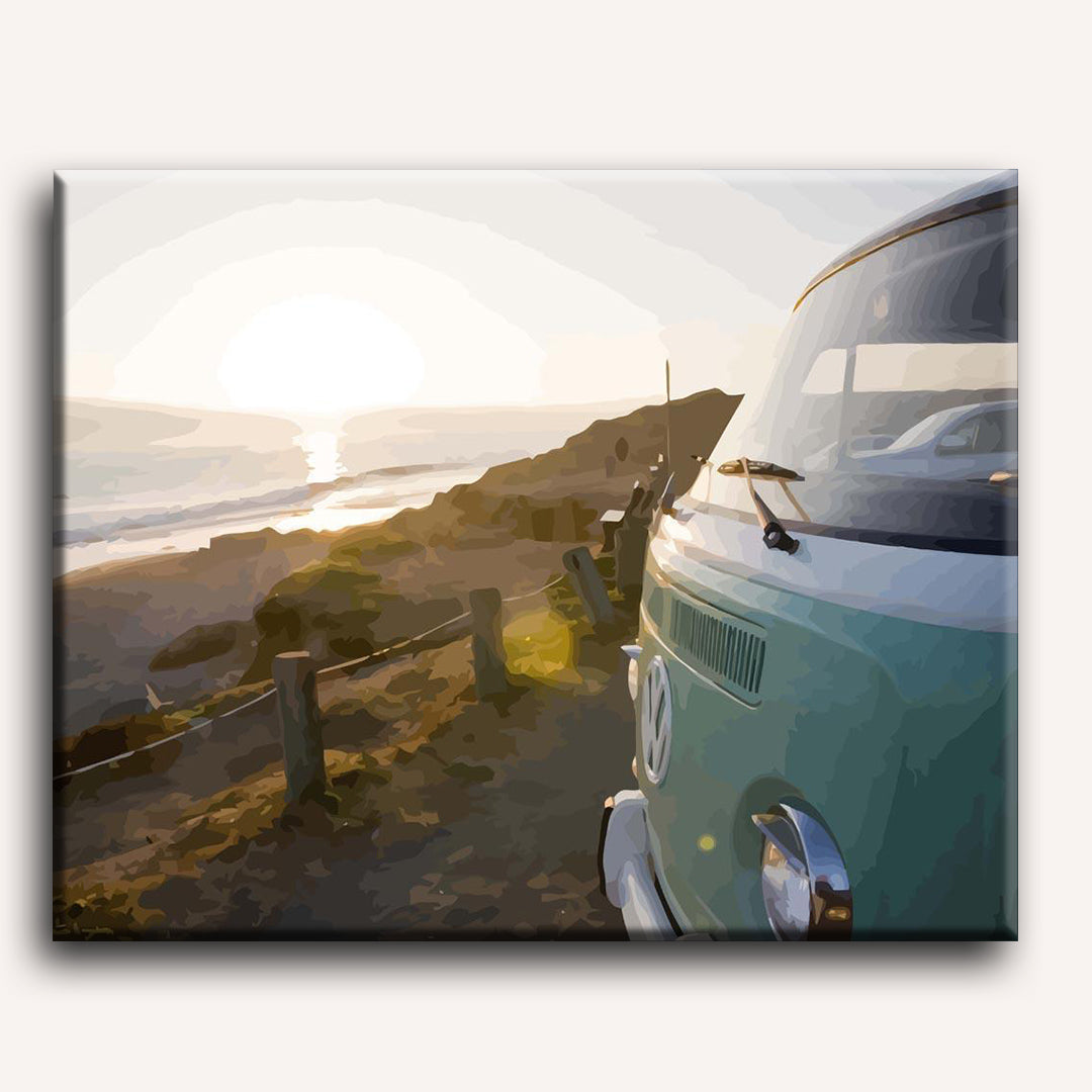 Malen nach Zahlen - Bus am Strand