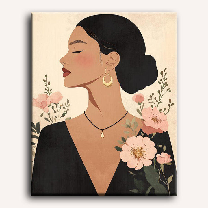 Malen nach Zahlen - Elegante Blumendame